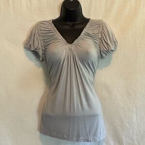 F-40‎ By Artisan Gray Short Puffy Sleeve Pullover Blouse Size S